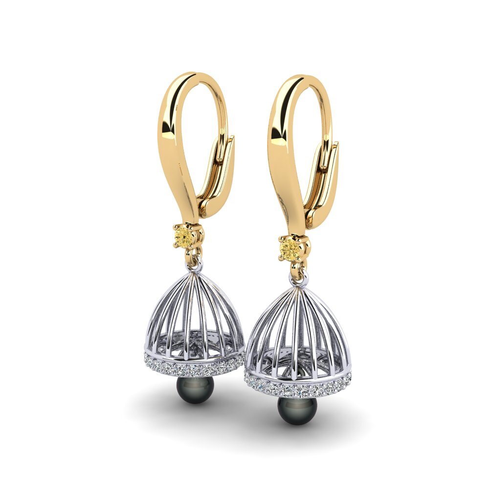 18ct Yellow & White Gold Yellow Diamond Women's Earring Mapjonas