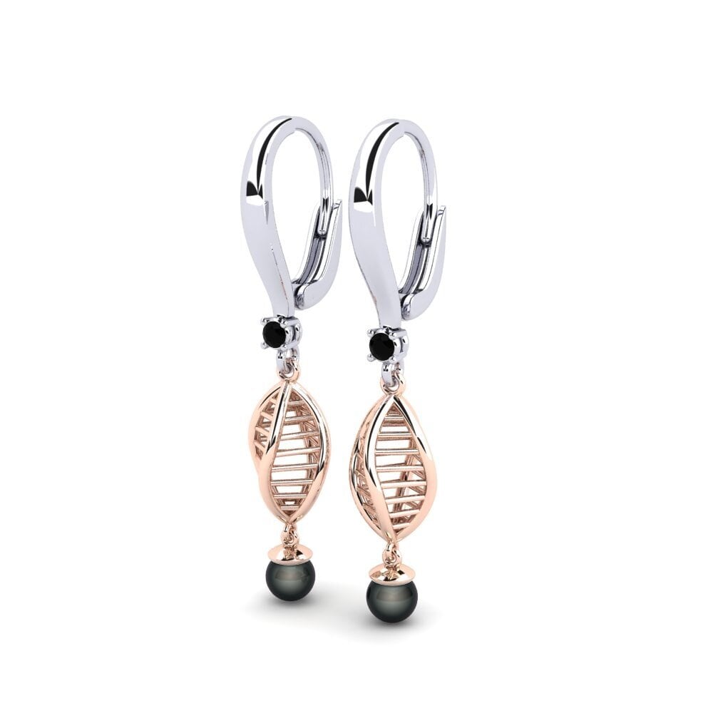 14ct White & Rose Gold Black Sapphire Women's Earring Maplimatan