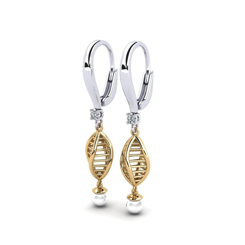 14k Oro Blanco & Amarillo Pendiente de mujer Maplimatan