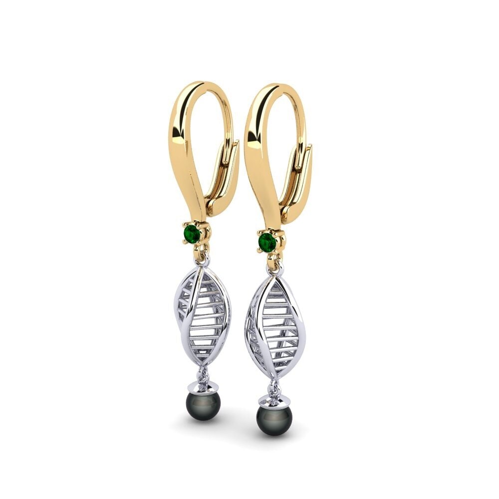 14ct Yellow & White Gold Green Zirconia Women's Earring Maplimatan