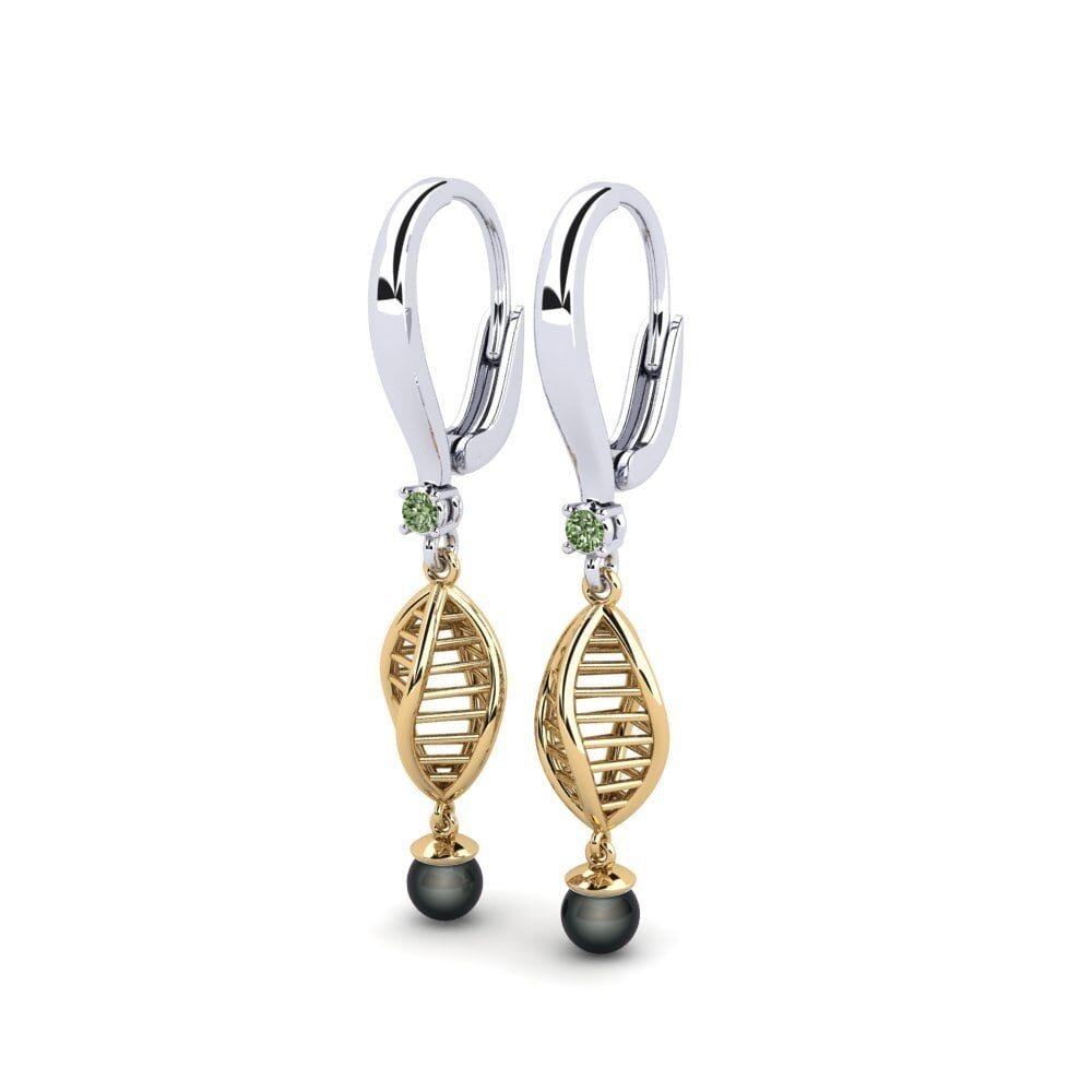 9ct White & Yellow Gold Green Diamond Women's Earring Maplimatan