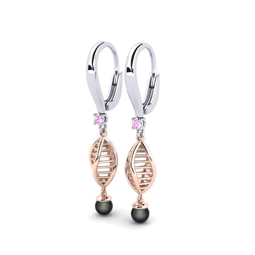 14k Oro Blanco & Rosa Zafiro Rosado Pendiente de mujer Maplimatan