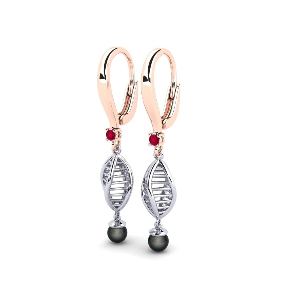 9k Oro Rosa & Blanco Rubí Pendiente de mujer Maplimatan