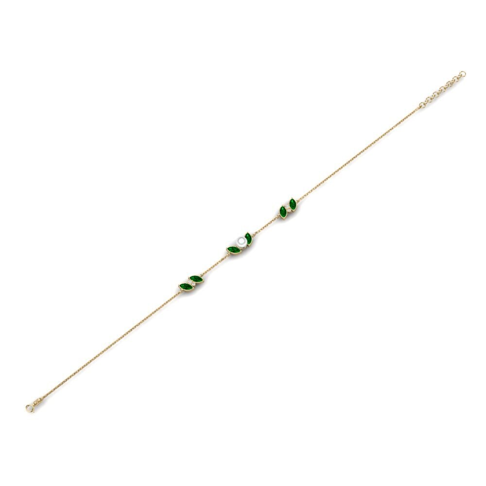 18k Oro Amarillo Circonita Verde Pulsera de Mujer Marathos