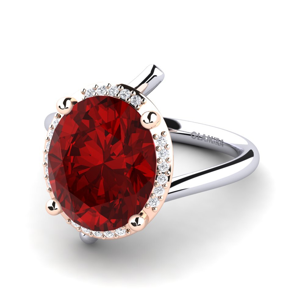 14k Oro Blanco & Rosa Rubí (Creado en laboratorio) Anillo Marcette