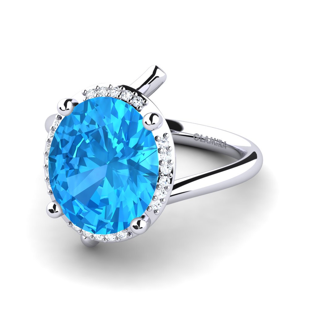 Ovalado Topacio azul Anillo Marcette