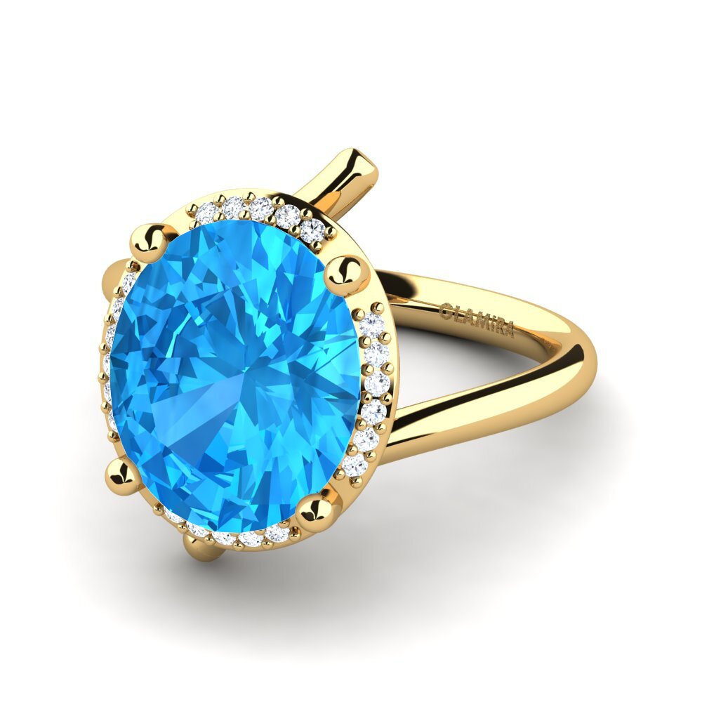 14ct Yellow Gold Blue Topaz Ring Marcette