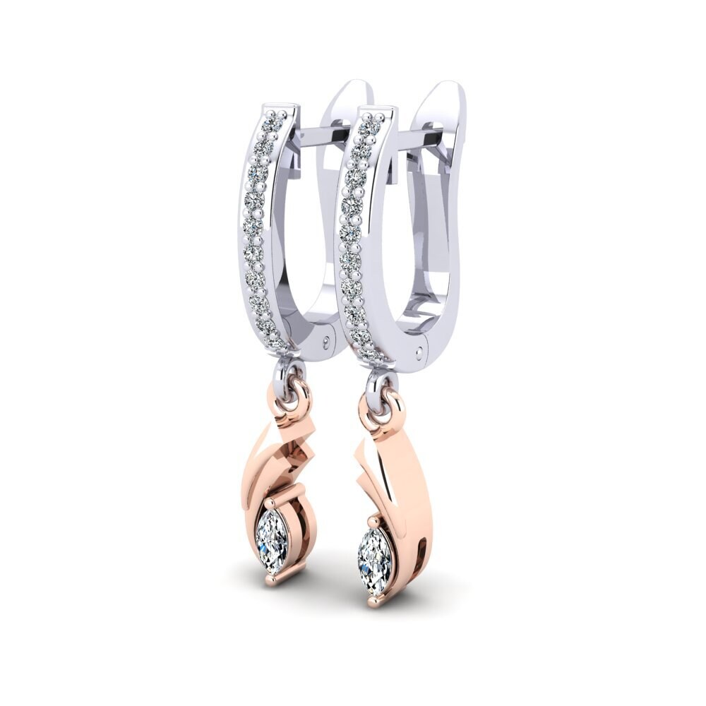 14ct White / Rose Gold Marquise Women's Earring Marchan