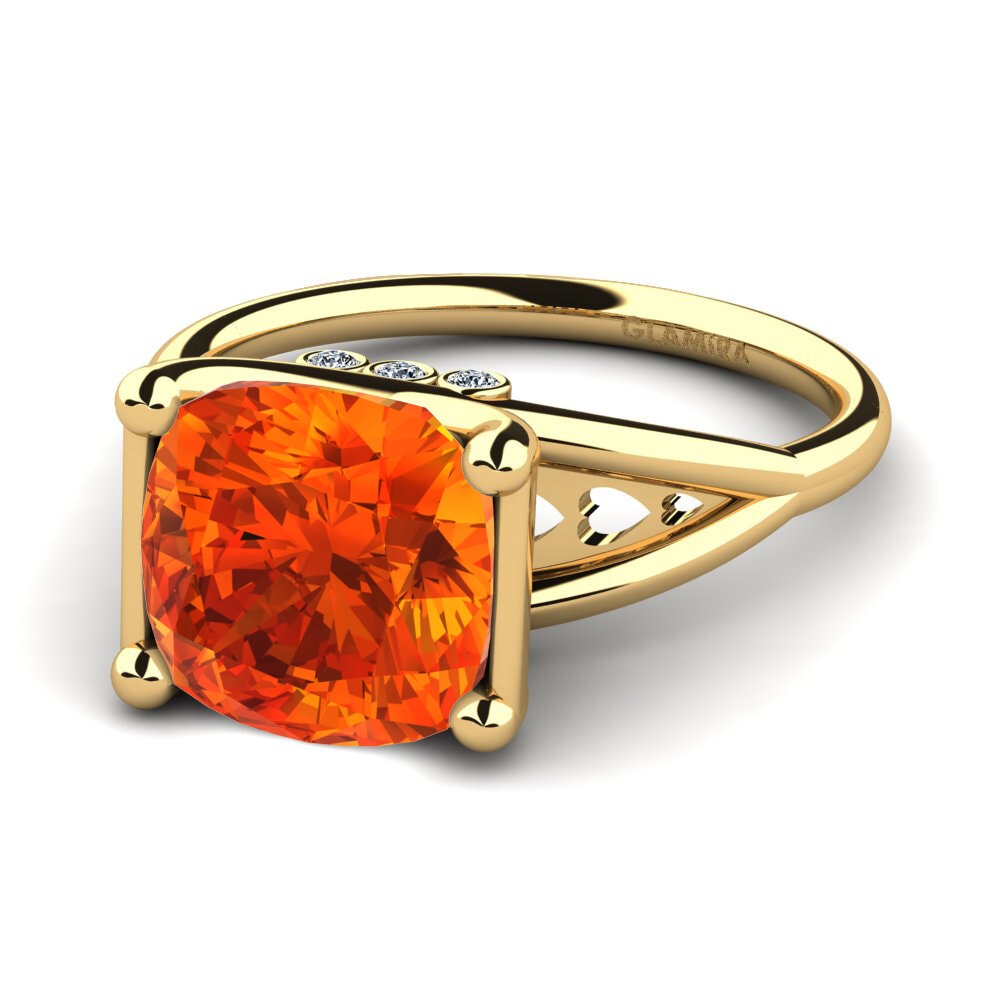 Bagues Or Jaune 18k Saphir orange Pierre imposante