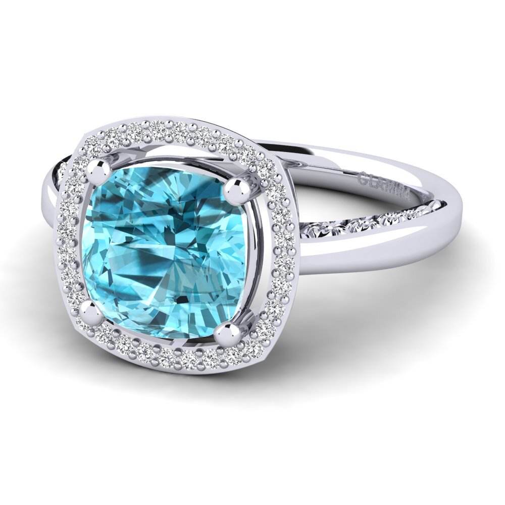Blue Zircon Engagement Ring Marciane