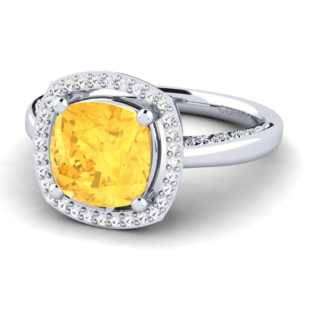 White Silver Citrine Engagement Ring Marciane