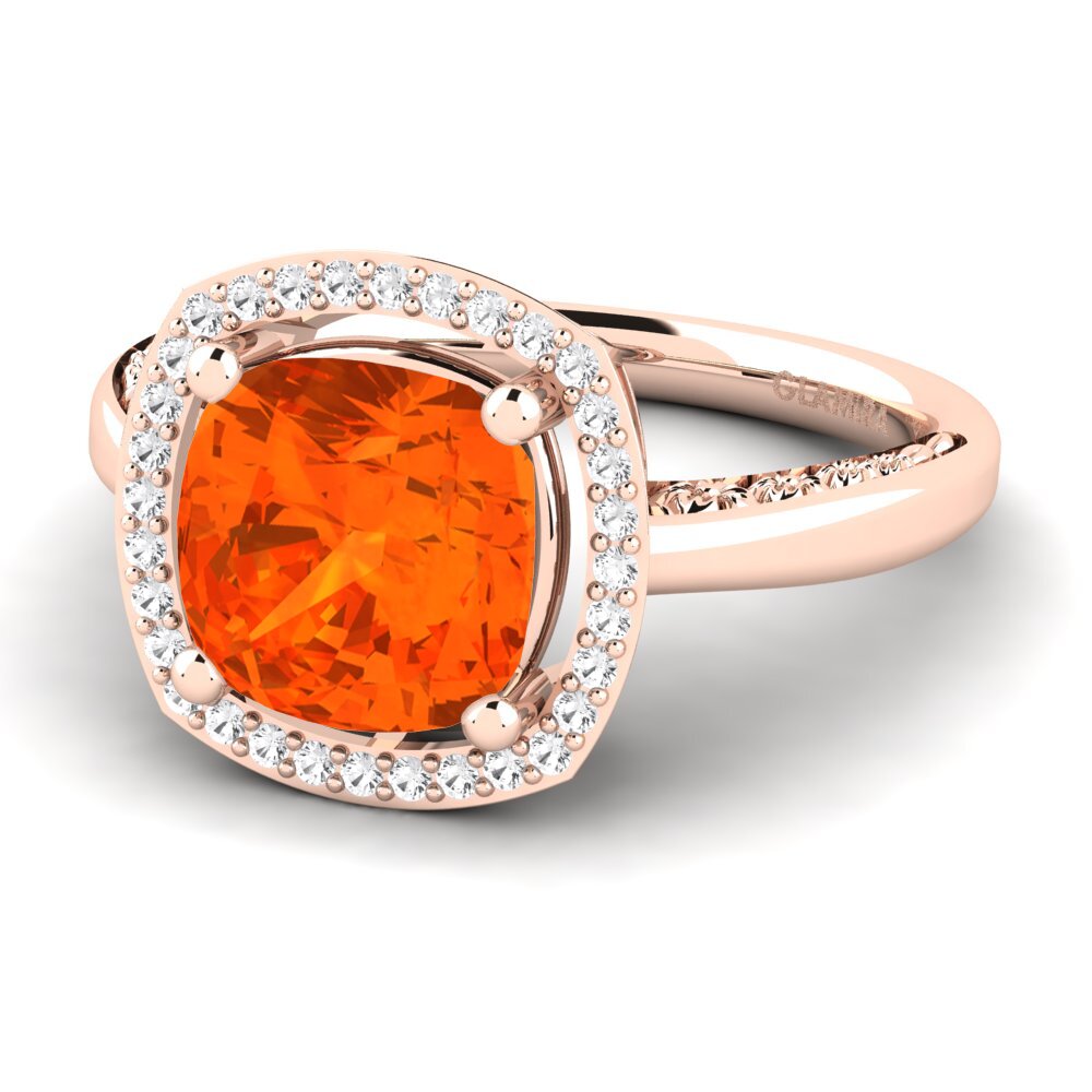 9k Rose Gold Fire-Opal Engagement Ring Marciane