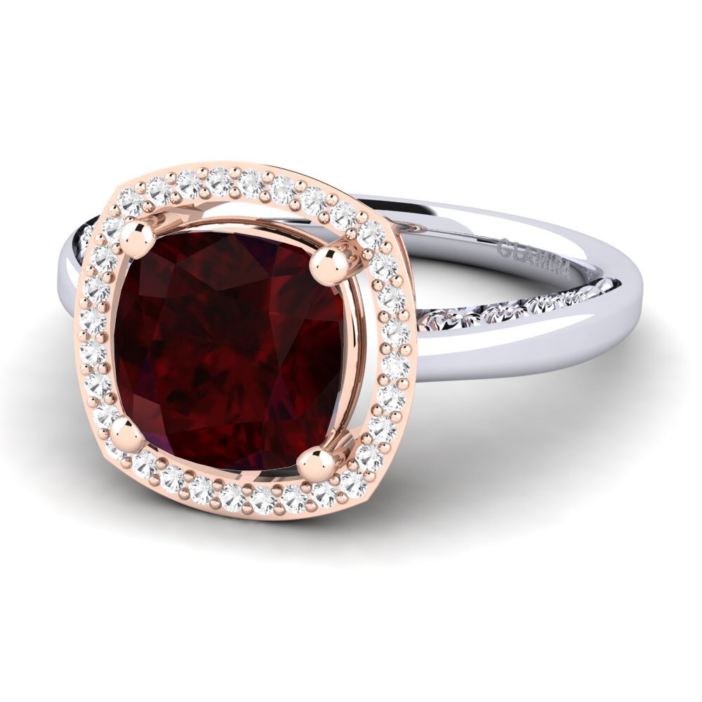 14k White & Rose Gold Garnet Engagement Ring Marciane