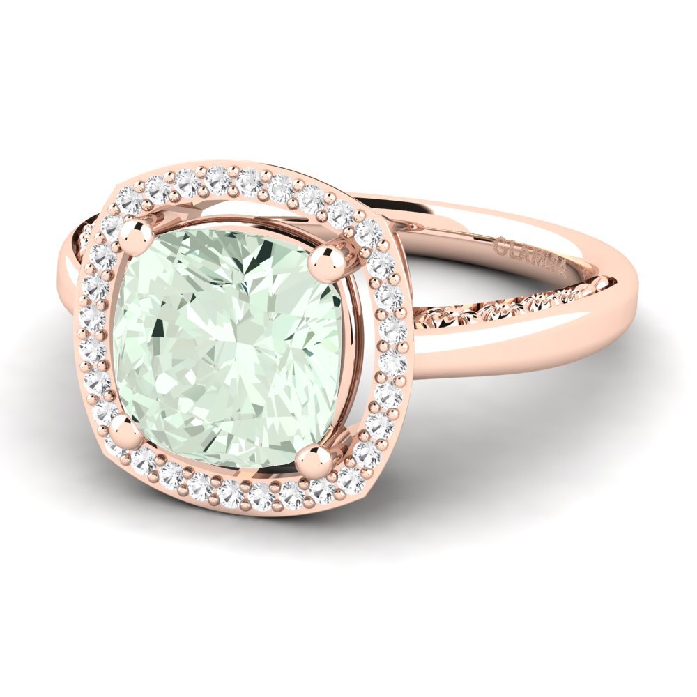 9k Rose Gold Green Amethyst Engagement Ring Marciane