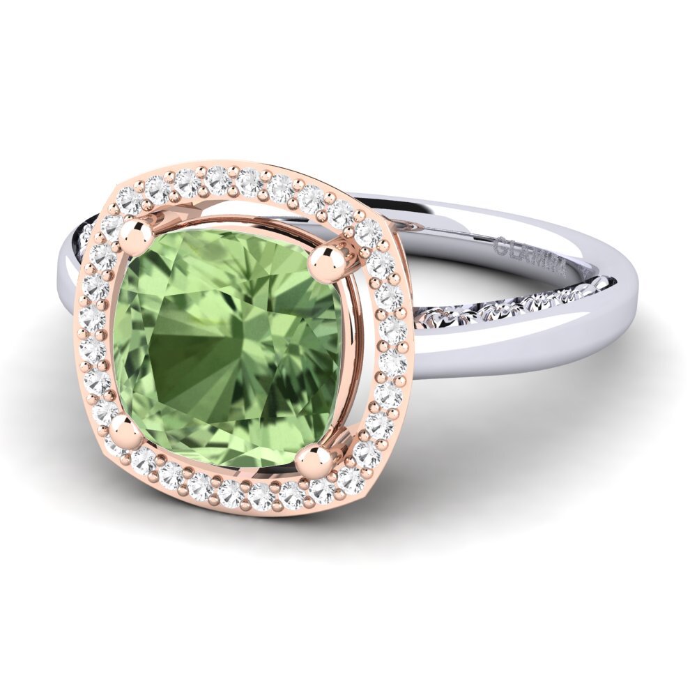 14k White & Rose Gold Green Sapphire Engagement Ring Marciane