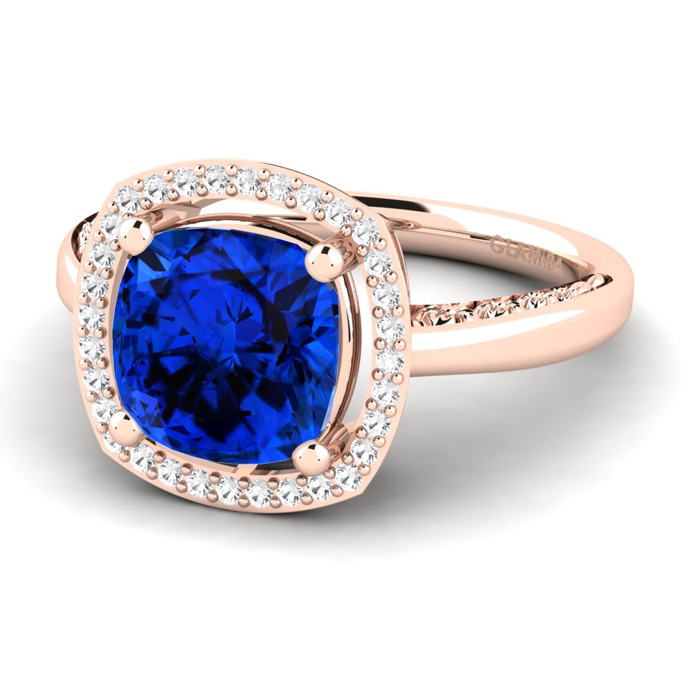 9k Rose Gold Sapphire (Lab Created) Engagement Ring Marciane