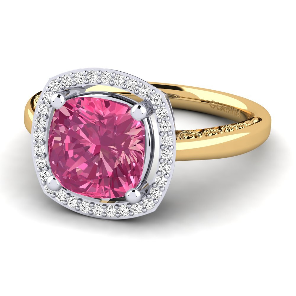 14ct Yellow / White Gold Pink Tourmaline Engagement Ring Marciane