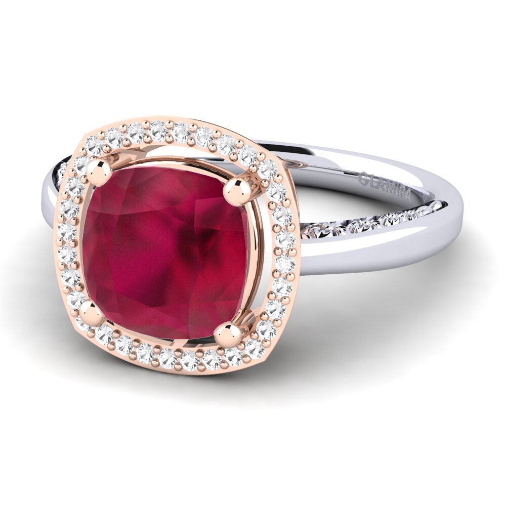14k White & Rose Gold Ruby Engagement Ring Marciane