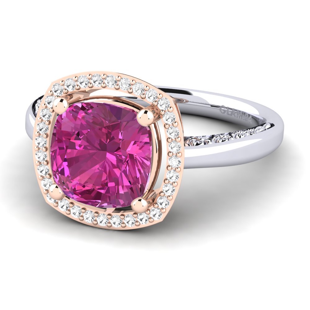 14k White & Rose Gold Pink Topaz Engagement Ring Marciane