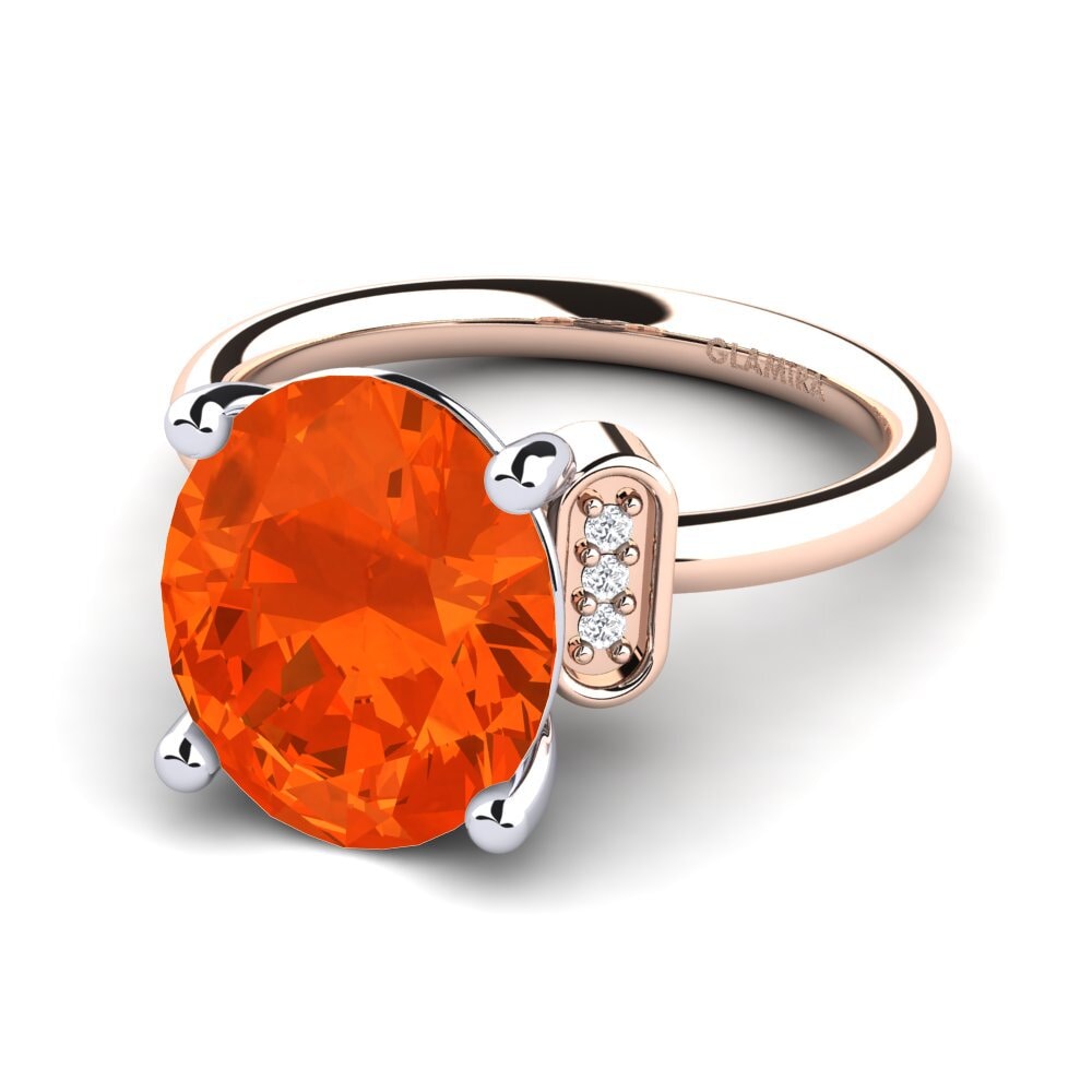 14ct Rose & White Gold Fire Opal Ring Marcisha