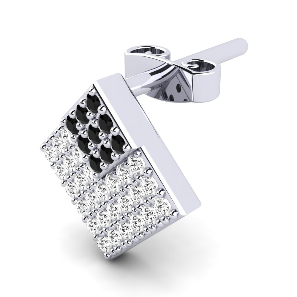 14k Oro Blanco Ónix Negro Pendiente para hombre Marcius