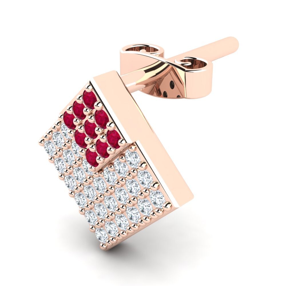 14K Rose Gold Ruby Men's Earring Marcius
