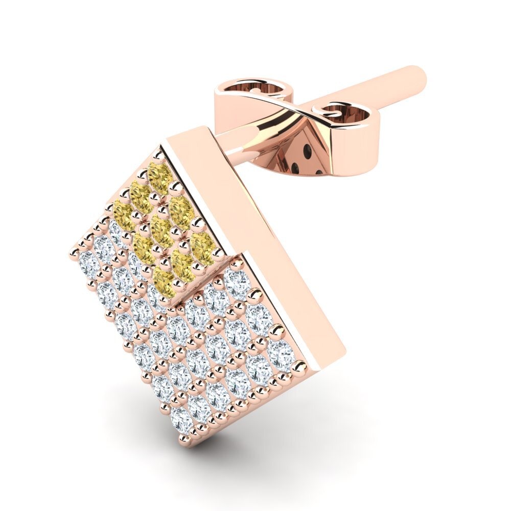 9ct Rose Gold Yellow Diamond Men's Earring Marcius