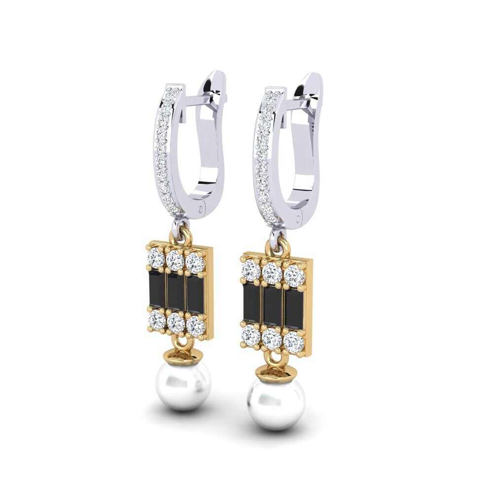 9ct White & Yellow Gold Black Diamond Women's Earring Margertos