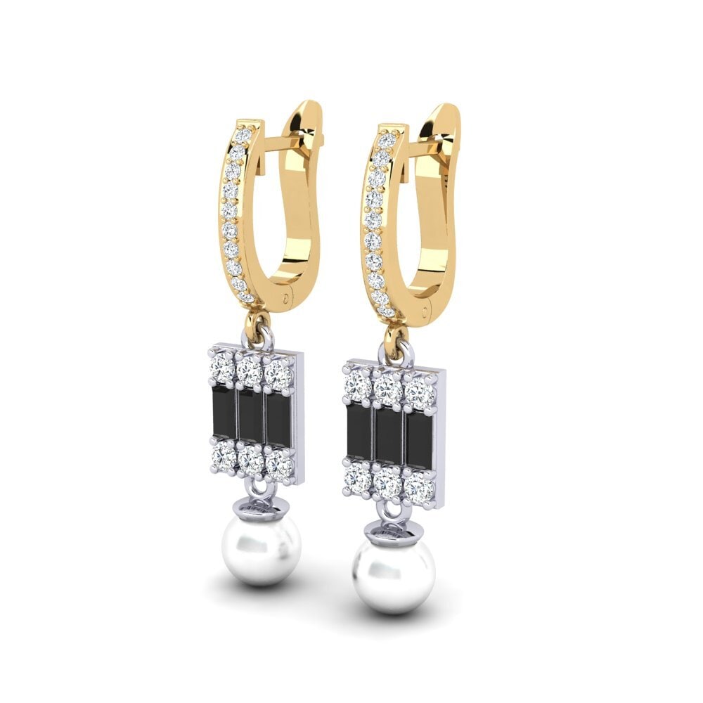 9ct Yellow & White Gold Black Diamond Women's Earring Margertos