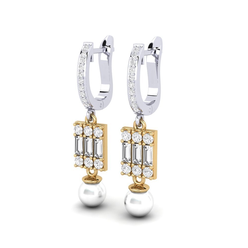 9ct White & Yellow Gold White sapphire Women's Earring Margertos