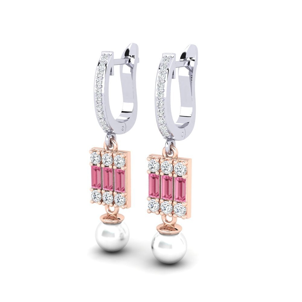 14k Oro Blanco & Rosa Zafiro Rosado Pendiente de mujer Margertos