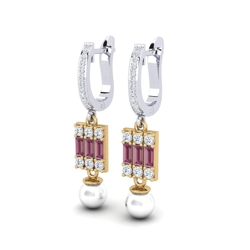 9ct White & Yellow Gold Rhodolite Garnet Women's Earring Margertos