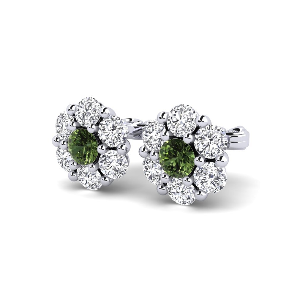 18k Oro Blanco Zafiro Verde Pendiente de mujer Margerum