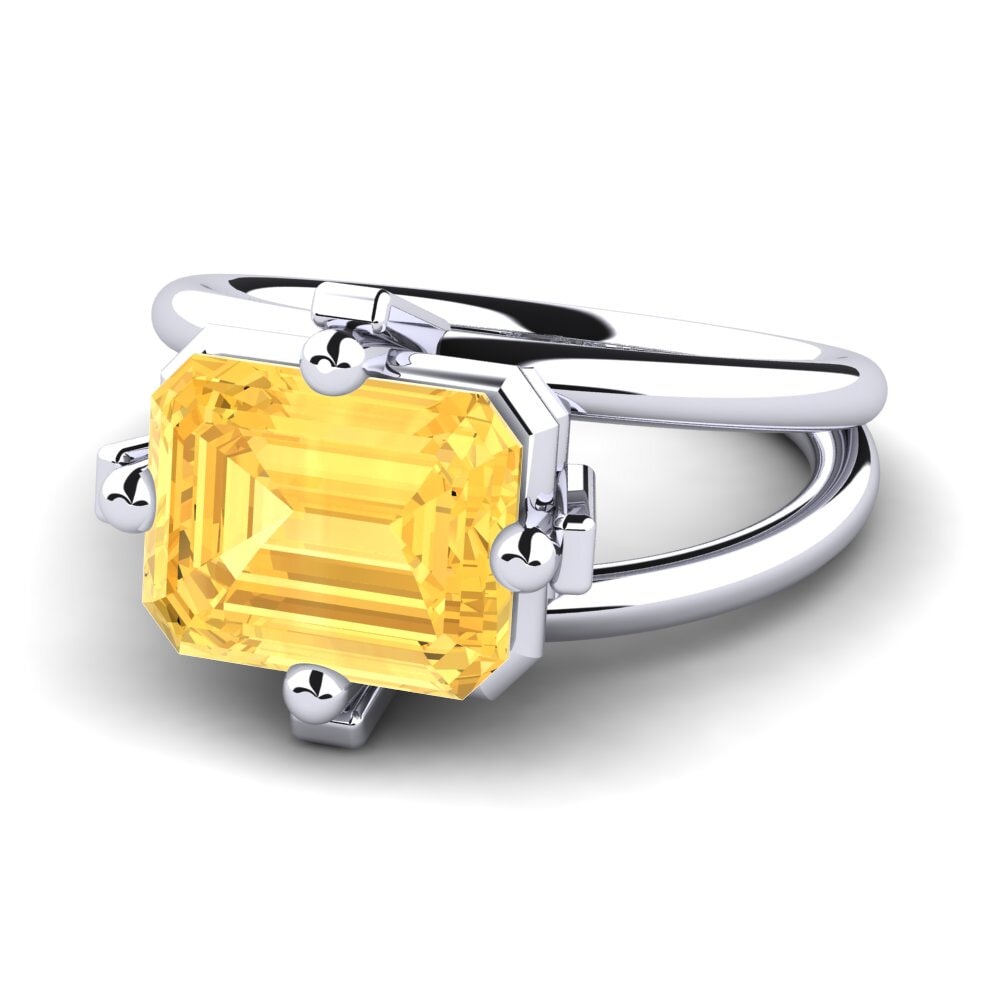 White Silver Citrine Engagement Ring Margies
