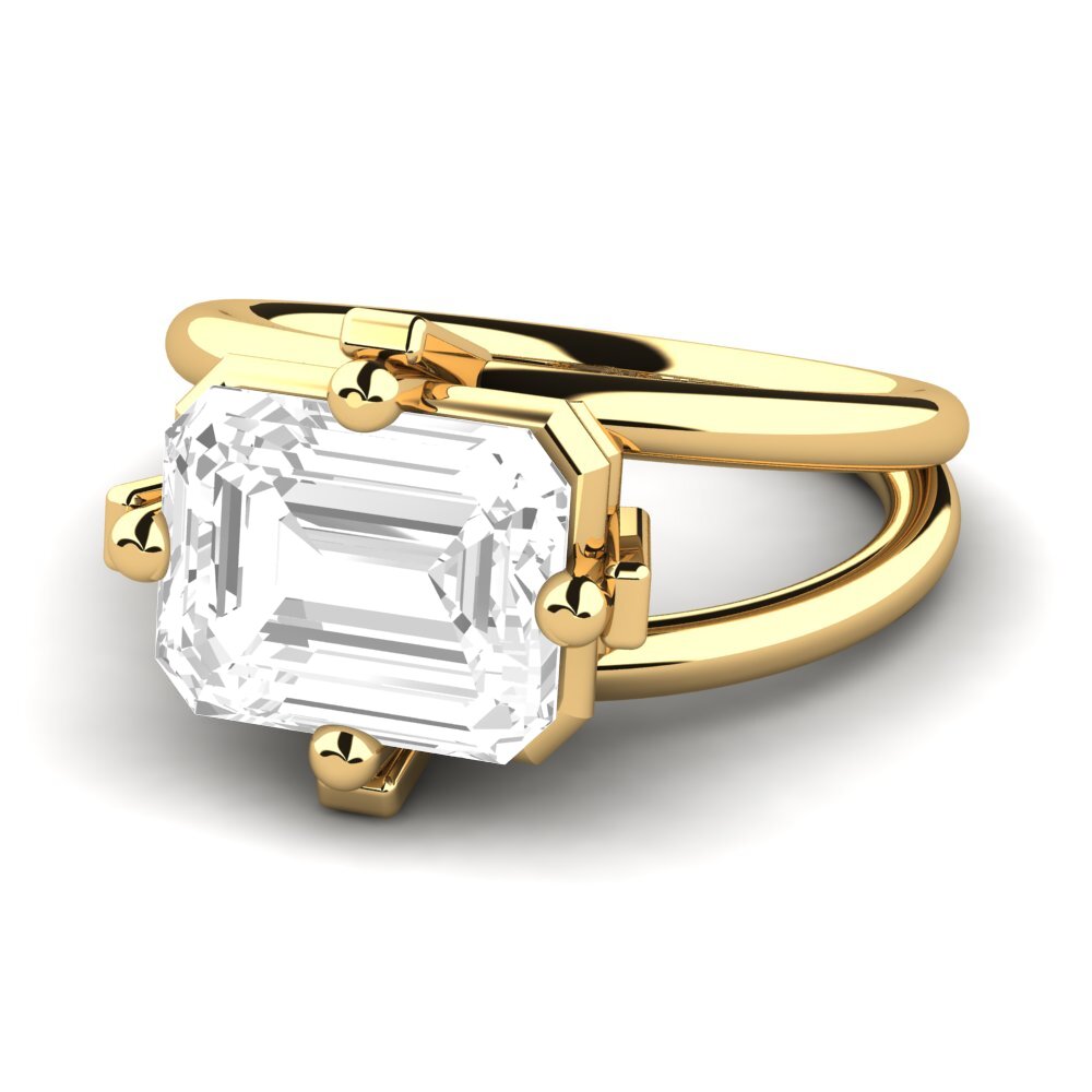 9k Oro Amarillo Topacio blanco Anillo de compromiso Margies