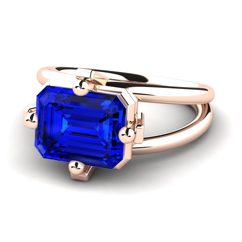 9k Rose Gold Sapphire (Lab Created) Engagement Ring Margies