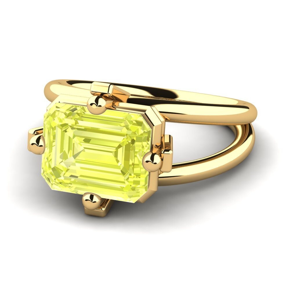 14k Oro Amarillo Cuarzo Limón Anillo de compromiso Margies
