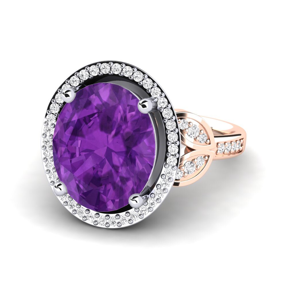 14k Rose & White Gold Amethyst Ring Margretha