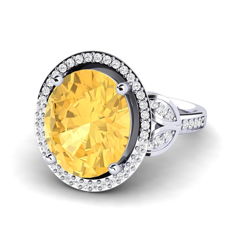 White Silver Citrine Ring Margretha