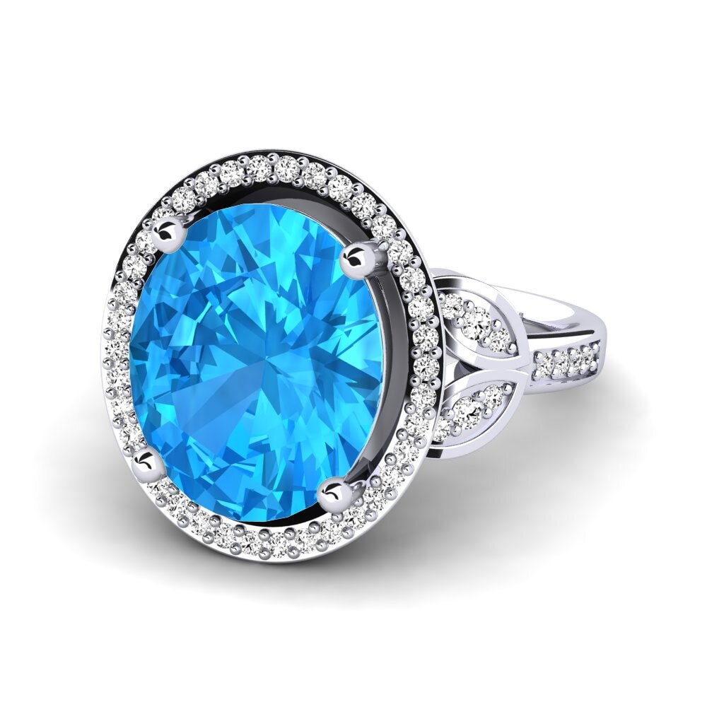 Ovalado Topacio azul Anillo Margretha