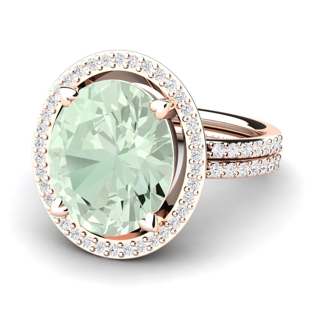 9k Rose Gold Green Amethyst Ring Margrie