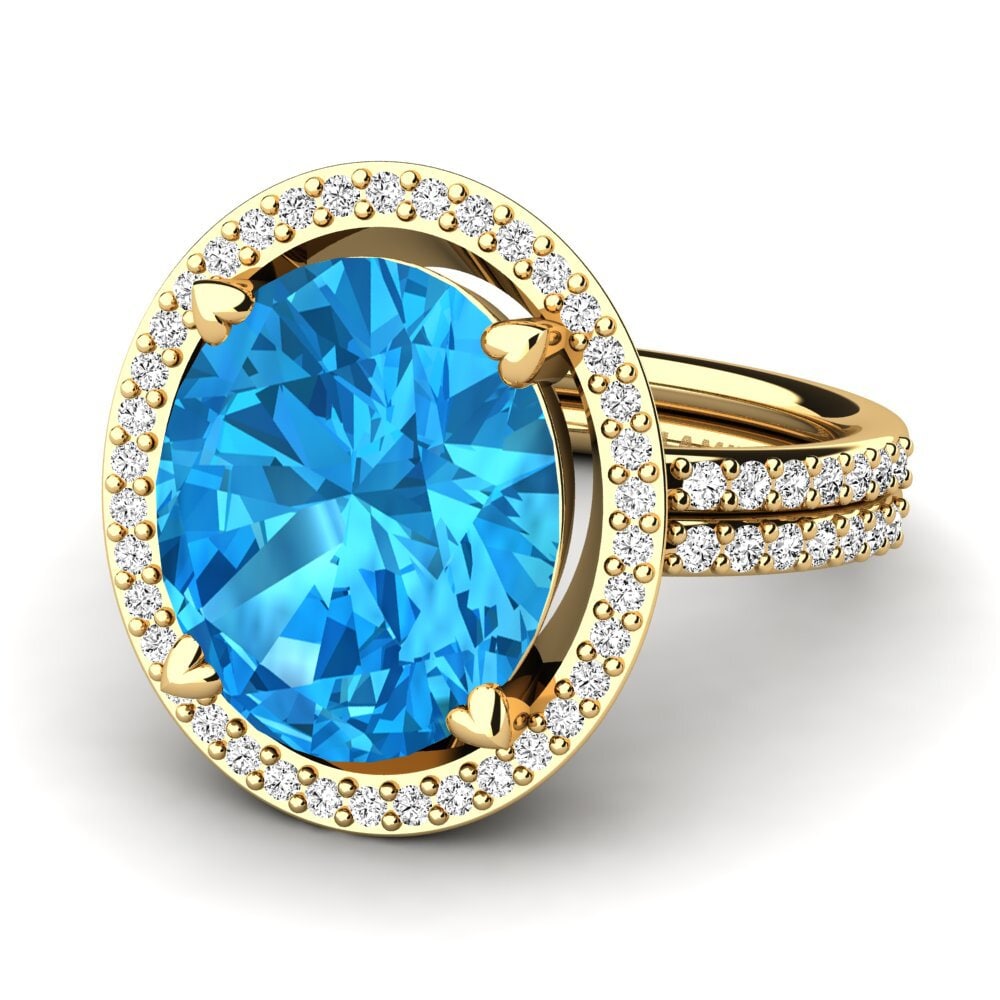 Ovalado Topacio azul Anillo Margrie