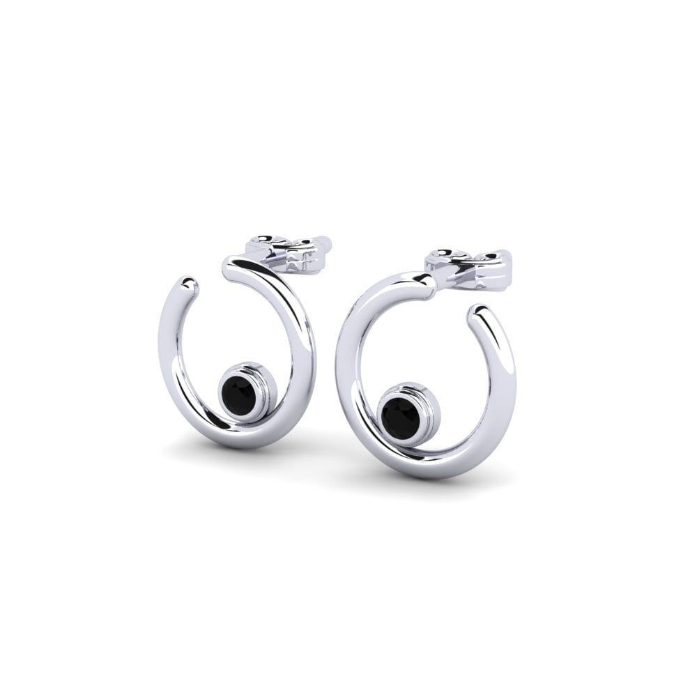 Oro Bianco 585 Diamante Nero Orecchino da donna Marian