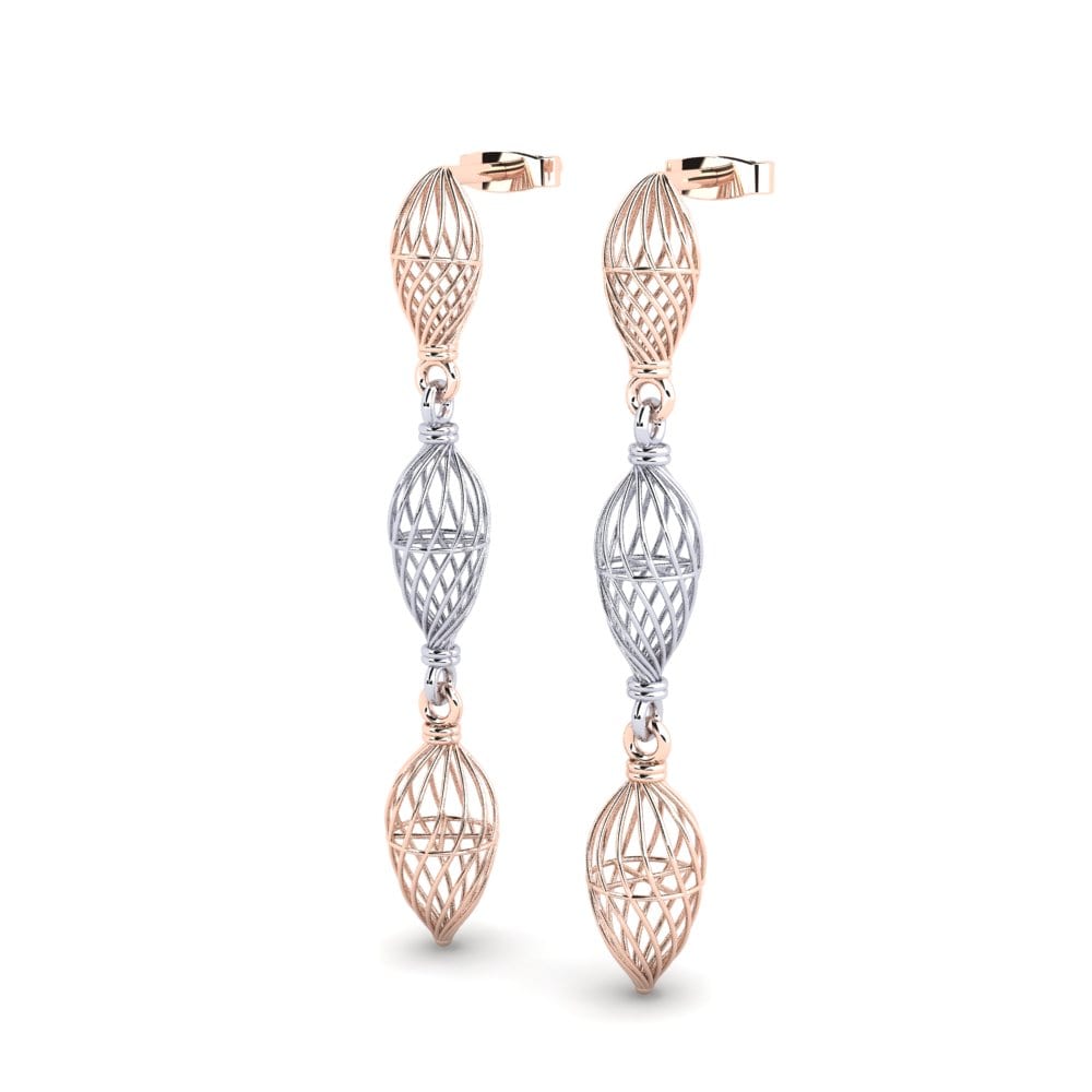 Fusion 18k Rose & White Gold Plain Design Earrings