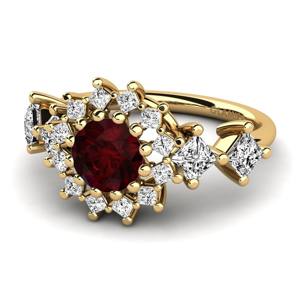 Đá Garnet / Ngọc Hồng Lựu Nhẫn đính hôn Marica
