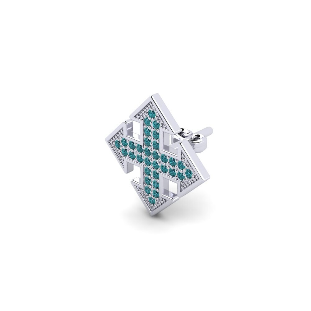925 stříbro Modrý diamant Pánské náušnice Marikon