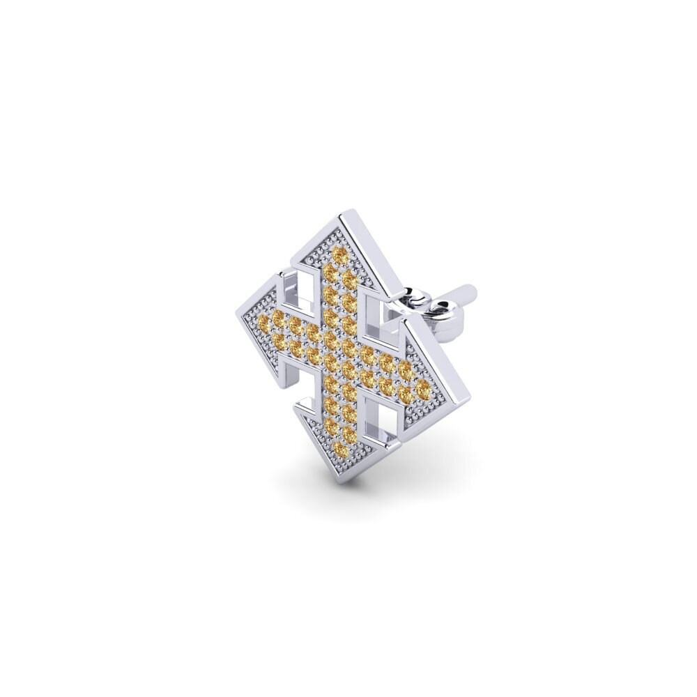 925 stříbro Hnědý diamant Pánské náušnice Marikon