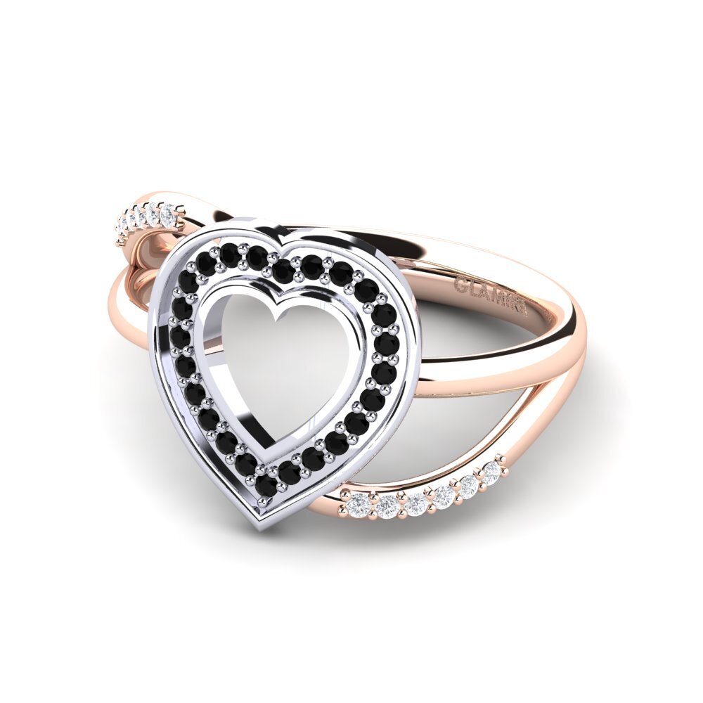 14ct Rose & White Gold Black Onyx Ring Marilla