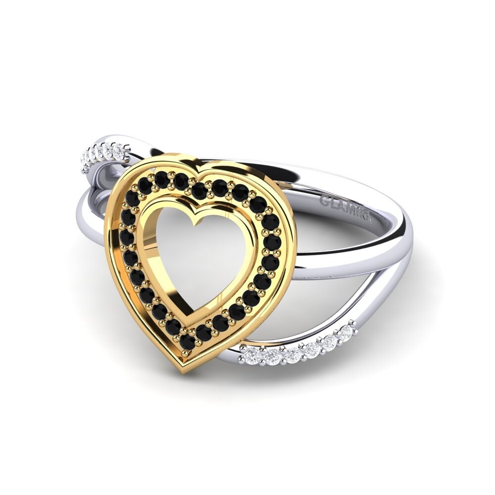9ct White & Yellow Gold Black Onyx Ring Marilla