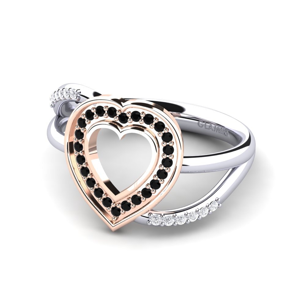 14ct White & Rose Gold Black Sapphire Ring Marilla